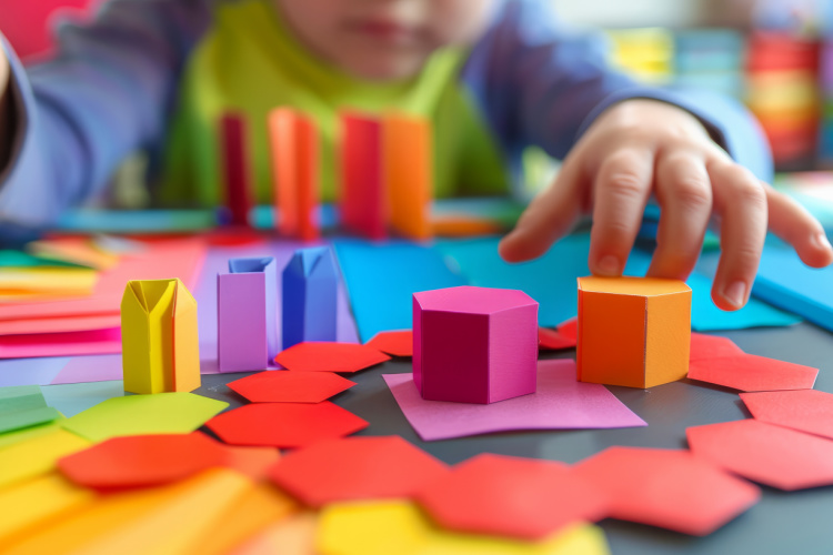 sensory integration - child's hand on blocks